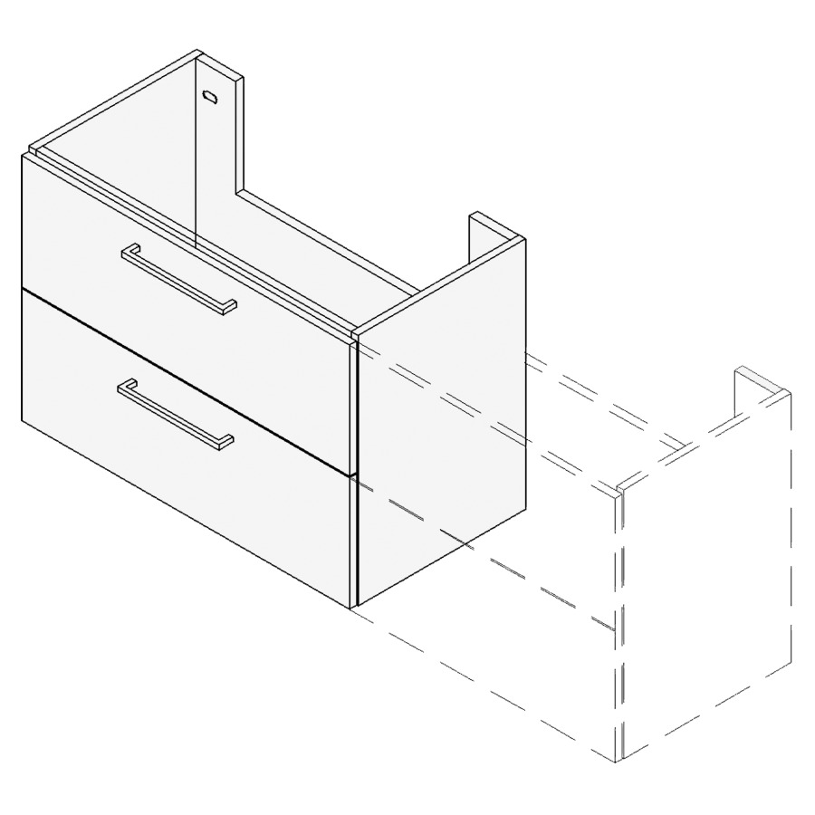 Élément inférieur TORO
VARIABEL, Largeur x Profondeur
x Hauteur fixé selon le lavabo
pour lavabo 91-130 cm
élément à 2 tiroirs
FABRICANT NUMÉRO D'ARTICLE DU
LAVABO À INDIQUER LORS DE LA
COMMANDE