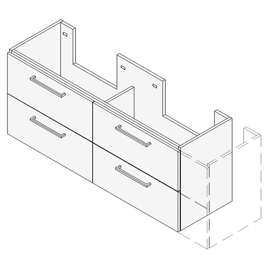 Élément inférieur TORO
VARIABEL, Largeur x Profondeur
x Hauteur fixé selon le lavabo
pour lavabo 181-220 cm
2 éléments à chacun 2 tiroirs
FABRICANT NUMÉRO D'ARTICLE DU
LAVABO À INDIQUER LORS DE LA
COMMANDE