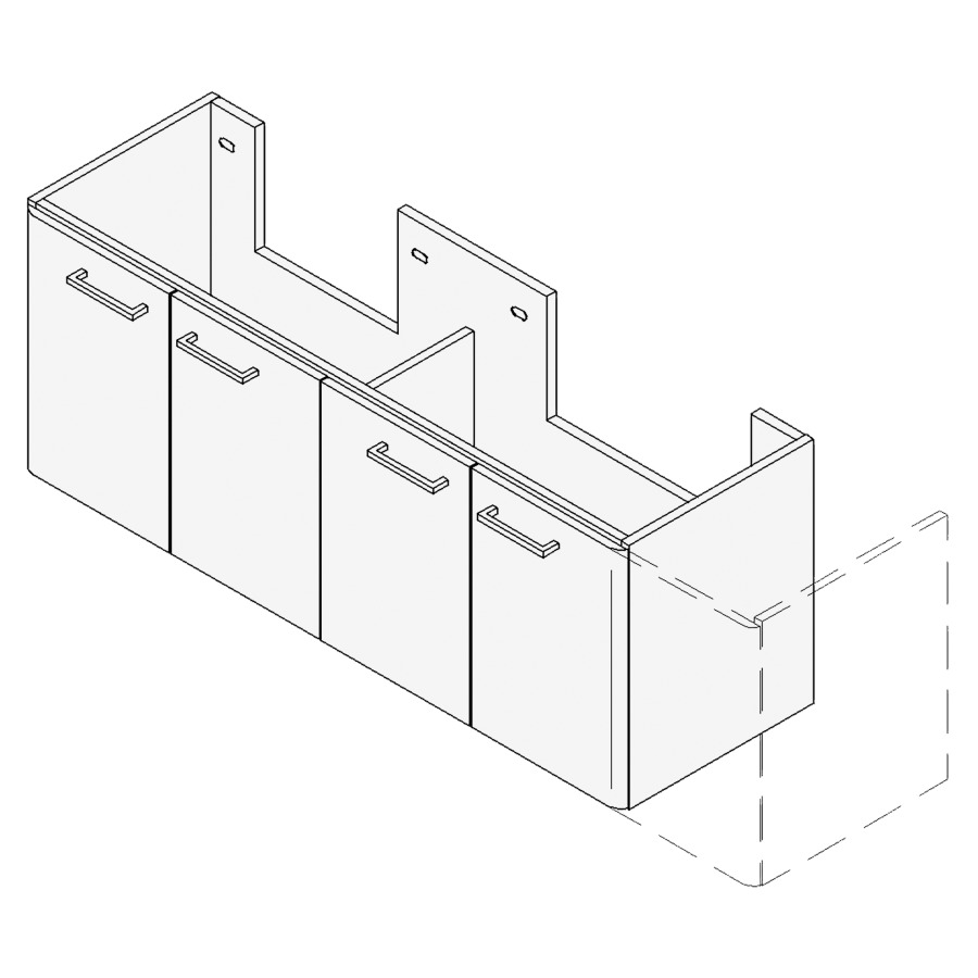 Élément inférieur ASINO
VARIABEL, Largeur x Profondeur
x Hauteur fixé selon le lavabo
pour lavabo 131-180 cm
2 armoires de tablettes
2 portes, chacun 1 tablette
FABRICANT NUMÉRO D'ARTICLE DU
LAVABO À INDIQUER LORS DE LA
COMMANDE
