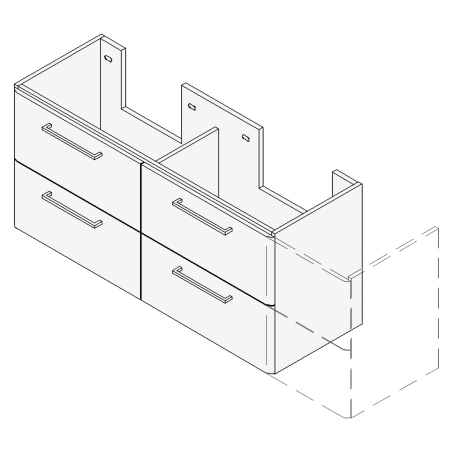 Élément inférieur ASINO
VARIABEL, Largeur x Profondeur
x Hauteur fixé selon le lavabo
pour lavabo 151-180 cm
2 éléments à chacun 2 tiroirs
FABRICANT NUMÉRO D'ARTICLE DU
LAVABO À INDIQUER LORS DE LA
COMMANDE