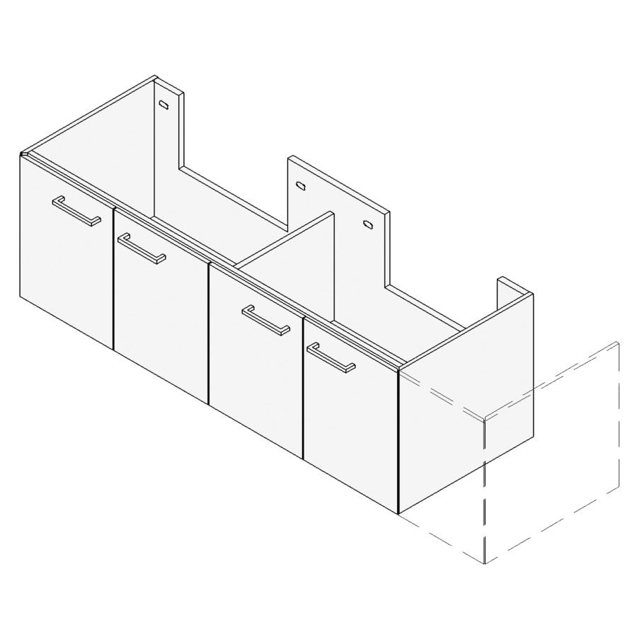 Élément inférieur RANA
VARIABEL, Largeur x Profondeur
x Hauteur fixé selon le lavabo
pour lavabo 131-180 cm
2 armoires de tablettes
2 portes, chacun 1 tablette
FABRICANT NUMÉRO D'ARTICLE DU
LAVABO À INDIQUER LORS DE LA
COMMANDE