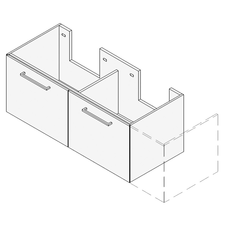 Élément inférieur RANA
VARIABEL, Largeur x Profondeur
x Hauteur fixé selon le lavabo
pour lavabo 131-150 cm
2 éléments à chacun 1 tiroir
FABRICANT NUMÉRO D'ARTICLE DU
LAVABO À INDIQUER LORS DE LA
COMMANDE