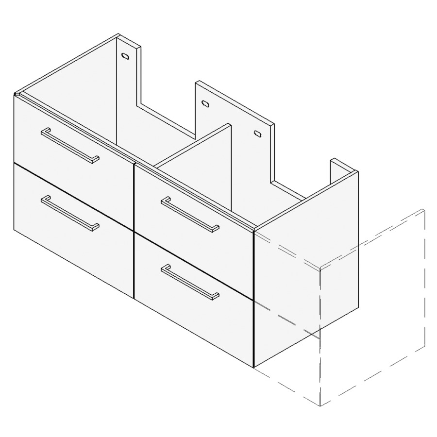 Élément inférieur RANA
VARIABEL, Largeur x Profondeur
x Hauteur fixé selon le lavabo
pour lavabo 181-220 cm
2 éléments à chacun 2 tiroirs
FABRICANT NUMÉRO D'ARTICLE DU
LAVABO À INDIQUER LORS DE LA
COMMANDE