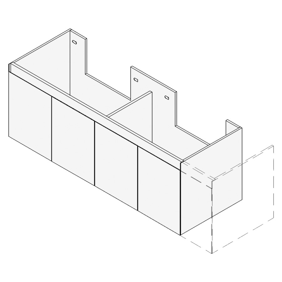 Élément inférieur GATTO
VARIABEL
Largeur x Profondeur x Hauteur
fixé selon le lavabo
pour lavabo 131-180 cm
2 armoires de tablette
chacun 2 portes, chacun
1 tablette, FABRICANT NUMÉRO
D'ARTICLE DU LAVABO À INDIQUER
LORS DE LA COMMANDE