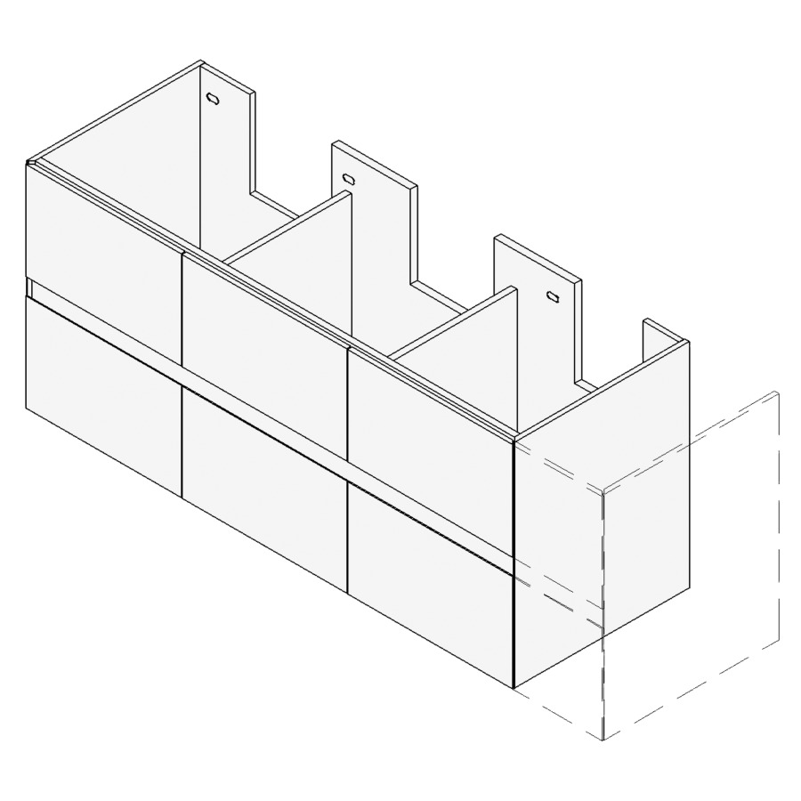 Élément inférieur GATTO
Variabel
Largeur x Profondeur x Hauteur
fixé selon le lavabo
pour lavabo 181-220 cm
3 éléments à chacun 2 tiroirs
FABRICANT NUMÉRO D'ARTICLE DU
LAVABO À INDIQUER LORS DE LA
COMMANDE