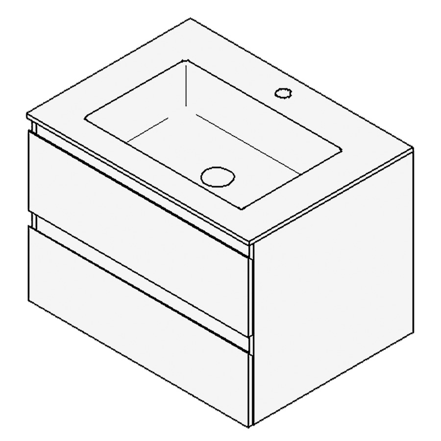 Combinaison de meuble GUFO
70,0 x 50,0 x 55,0 cm
recouvrement matériel minérale
avec élément inférieur
pour lavabo à encastrer Wave/
Corner II, élément à 2 tiroirs