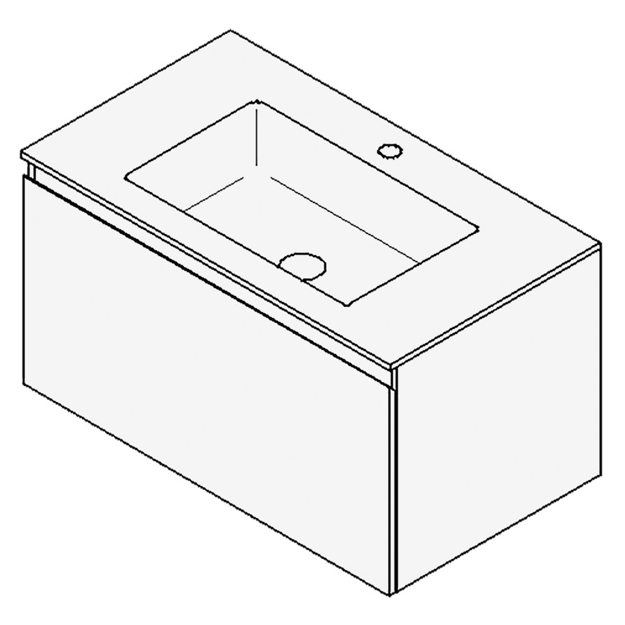 Combinaison de meuble GUFO
80,0 x 45,0 x 47,0 cm
recouvrement matériel minérale
avec élément inférieur
pour lavabo à encastrer Wave/
Corner I, élément à 1 tiroir