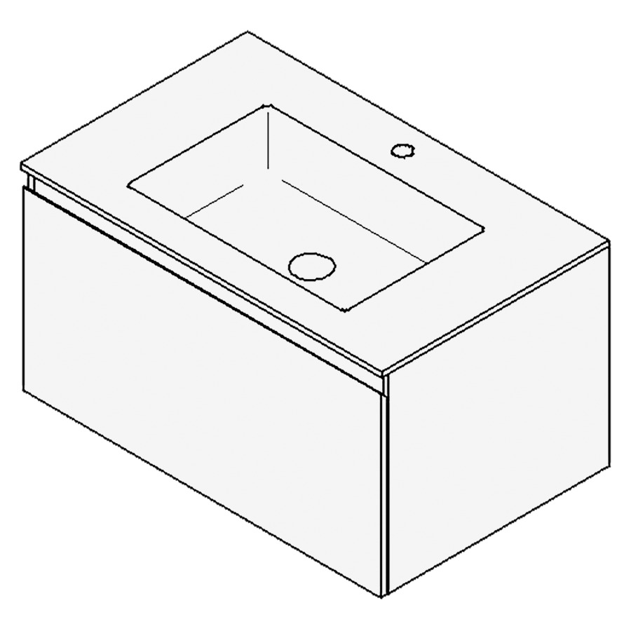 Combinaison de meuble GUFO
80,0 x 45,0 x 55,0 cm
recouvrement matériel minérale
avec élément inférieur
pour lavabo à encastrer Wave/
Corner II, élément à 1 tiroir