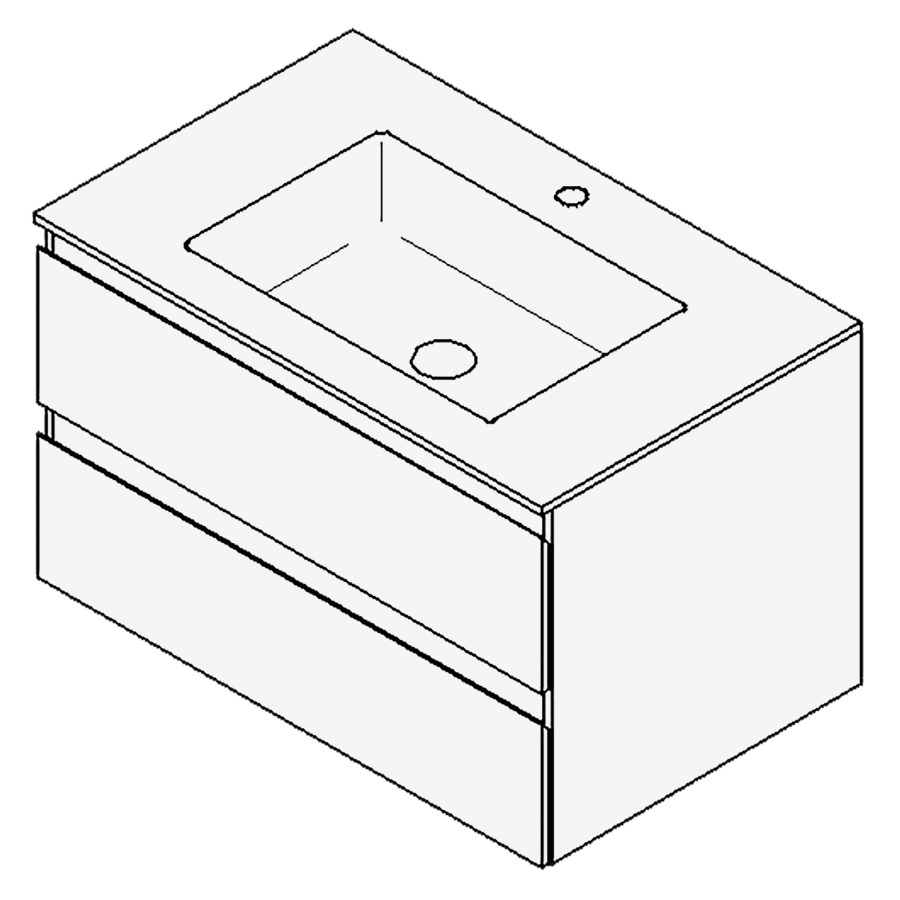 Combinaison de meuble GUFO
80,0 x 50,0 x 55,0 cm
recouvrement matériel minérale
avec élément inférieur
pour lavabo à encastrer Wave/
Corner II, élément à 2 tiroirs