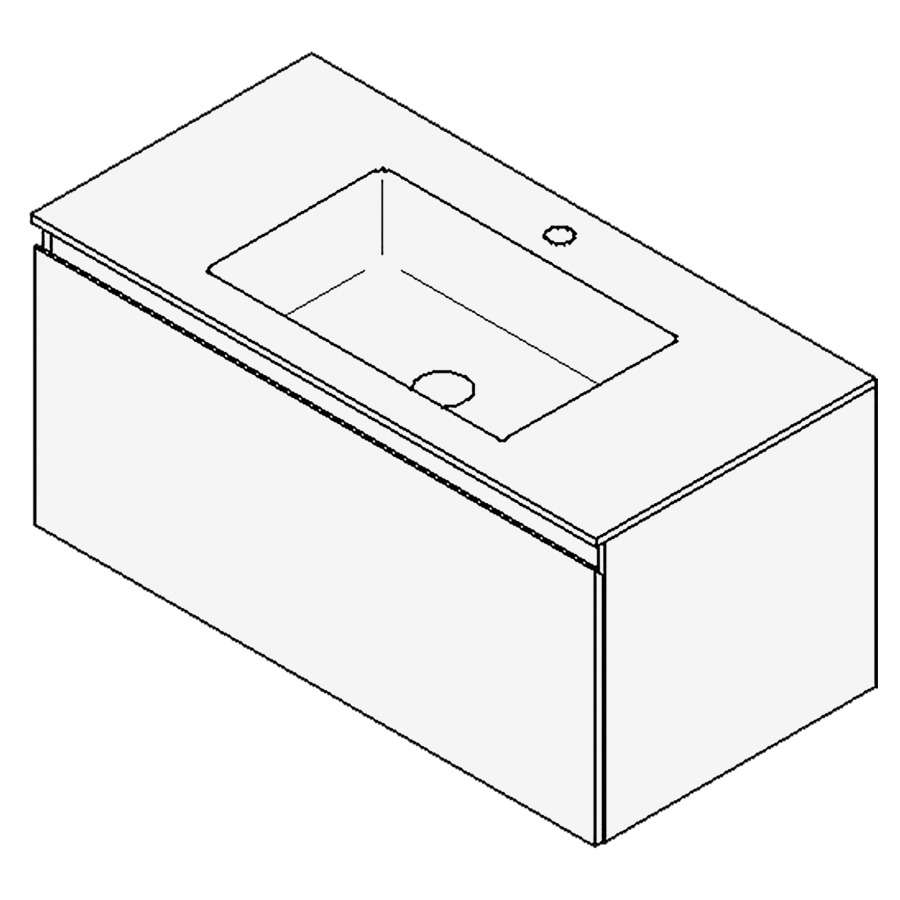 Combinaison de meuble GUFO
90,0 x 45,0 x 47,0 cm
recouvrement matériel minérale
avec élément inférieur
pour lavabo à encastrer Wave/
Corner I, élément à 1 tiroir