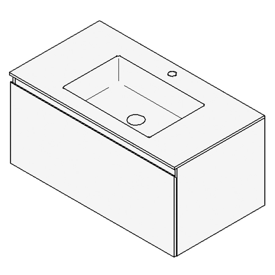 Combinaison de meuble GUFO
90,0 x 45,0 x 55,0 cm
recouvrement matériel minérale
avec élément inférieur
pour lavabo à encastrer Wave/
Corner II, élément à 1 tiroir