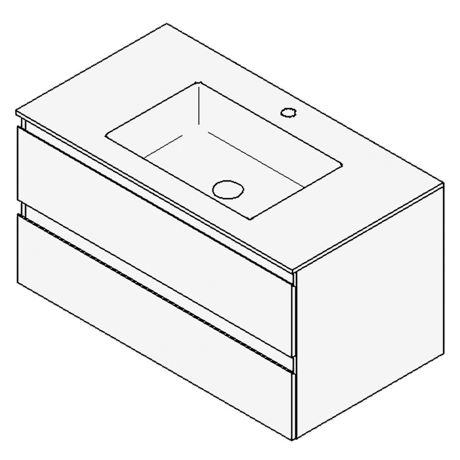 Combinaison de meuble GUFO
90,0 x 50,0 x 55,0 cm
recouvrement matériel minérale
avec élément inférieur
pour lavabo à encastrer Wave/
Corner II, élément à 2 tiroirs