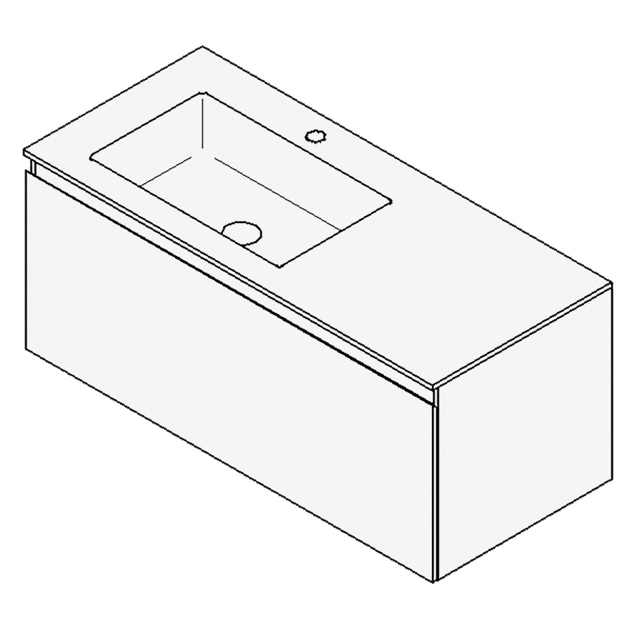 Combinaison de meuble GUFO
100,0 x 45,0 x 47,0 cm
recouvrement matériel minérale
avec élément inférieur
pour lavabo à encastrer Wave/
Corner I à gauche
élément à 1 tiroir