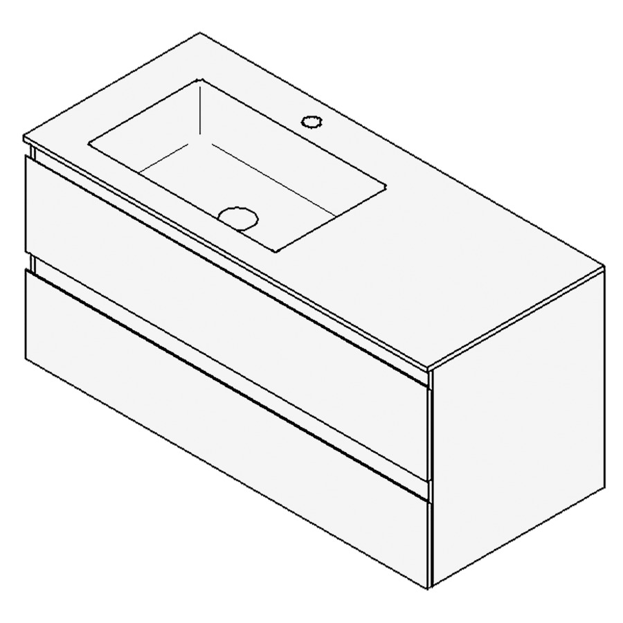 Combinaison de meuble GUFO
100,0 x 50,0 x 47,0 cm
recouvrement matériel minérale
avec élément inférieur
pour lavabo à encastrer Wave/
Corner I à gauche
élément à 2 tiroirs