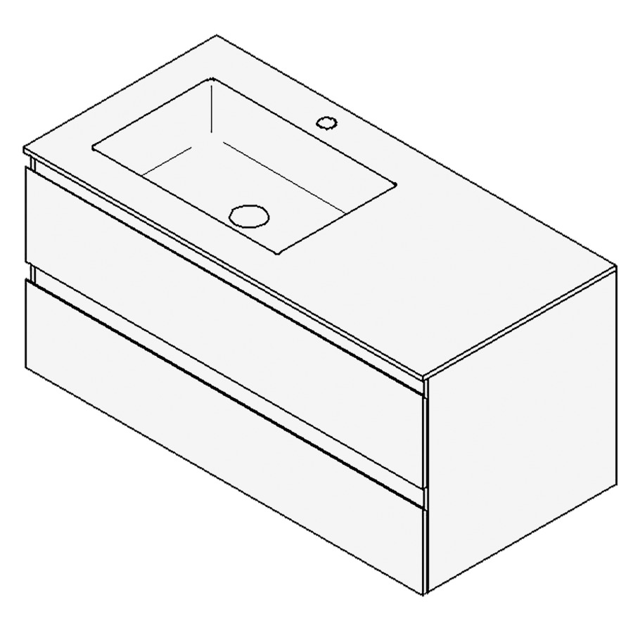 Combinaison de meuble GUFO
100,0 x 50,0 x 55,0 cm
recouvrement matériel minérale
avec élément inférieur
pour lavabo à encastrer Wave/
Corner II à gauche
élément à 2 tiroirs