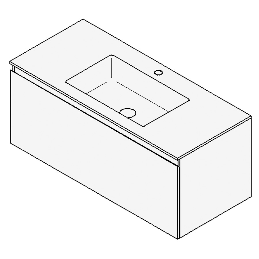 Combinaison de meuble GUFO
100,0 x 45,0 x 47,0 cm
recouvrement matériel minérale
avec élément inférieur
pour lavabo à encastrer Wave/
Corner I au millieu
élément à 1 tiroir