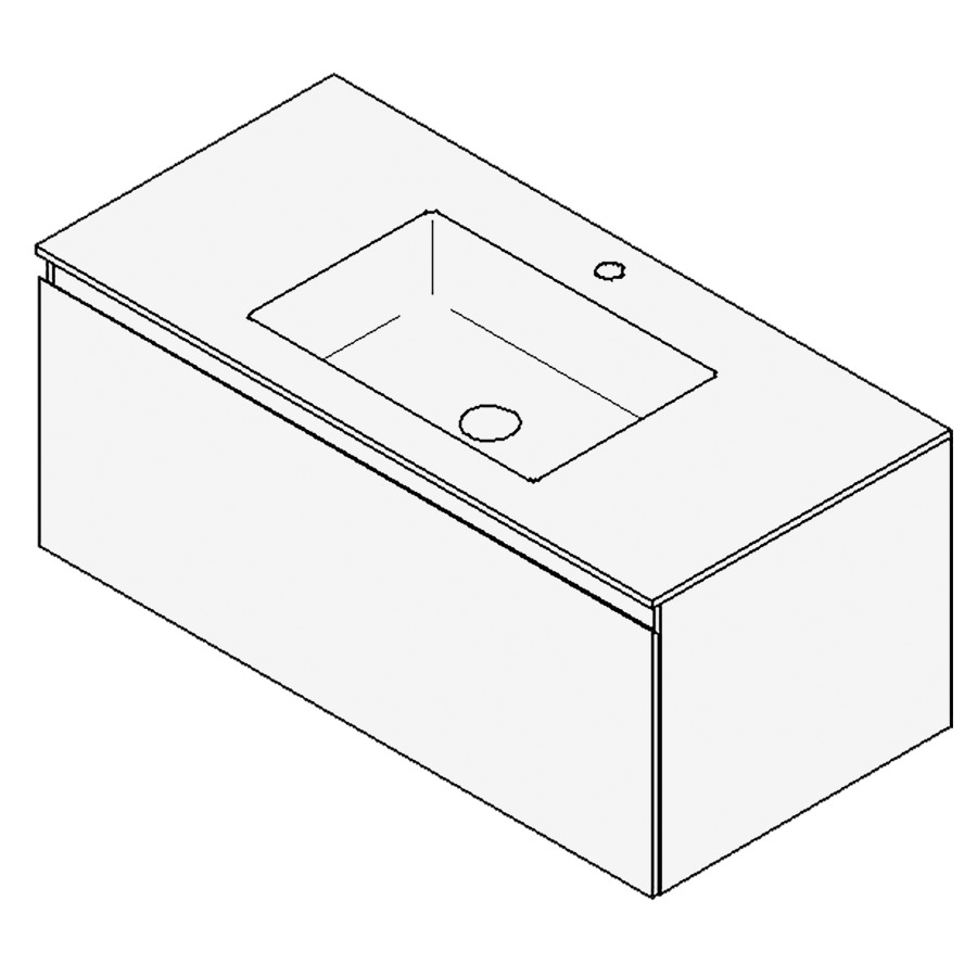 Combinaison de meuble GUFO
100,0 x 45,0 x 55,0 cm
recouvrement matériel minérale
avec élément inférieur
pour lavabo à encastrer Wave/
Corner II au millieu
élément à 1 tiroir