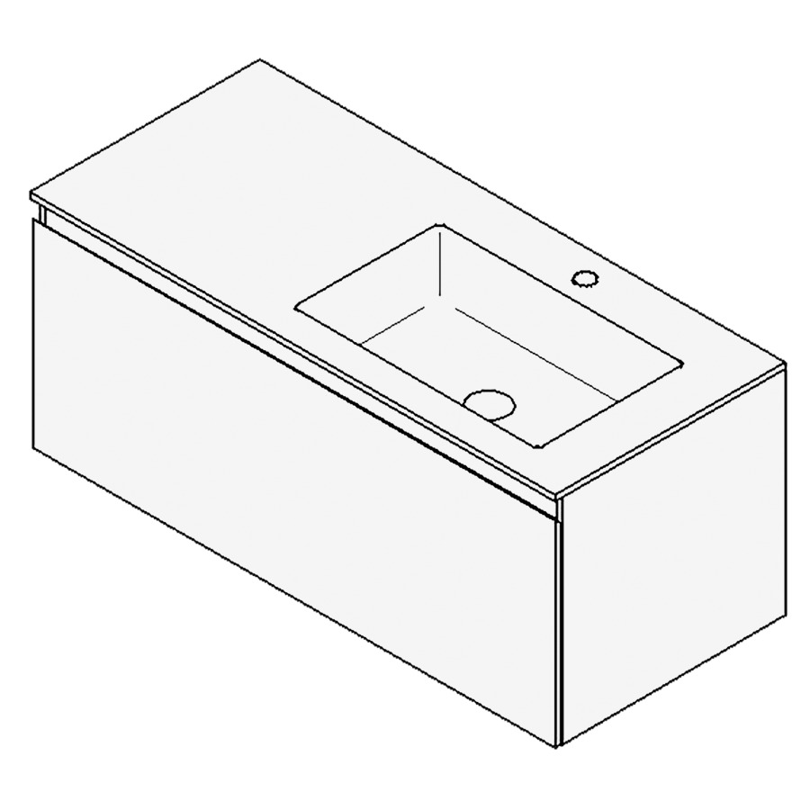 Combinaison de meuble GUFO
100,0 x 45,0 x 47,0 cm
recouvrement matériel minérale
avec élément inférieur
pour lavabo à encastrer Wave/
Corner I à droite
élément à 1 tiroir