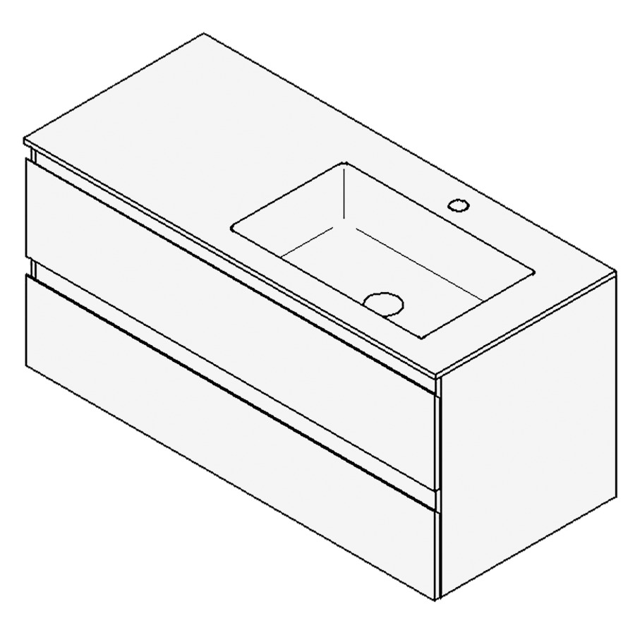 Combinaison de meuble GUFO
100,0 x 50,0 x 47,0 cm
recouvrement matériel minérale
avec élément inférieur
pour lavabo à encastrer Wave/
Corner I à droite
élément à 2 tiroirs