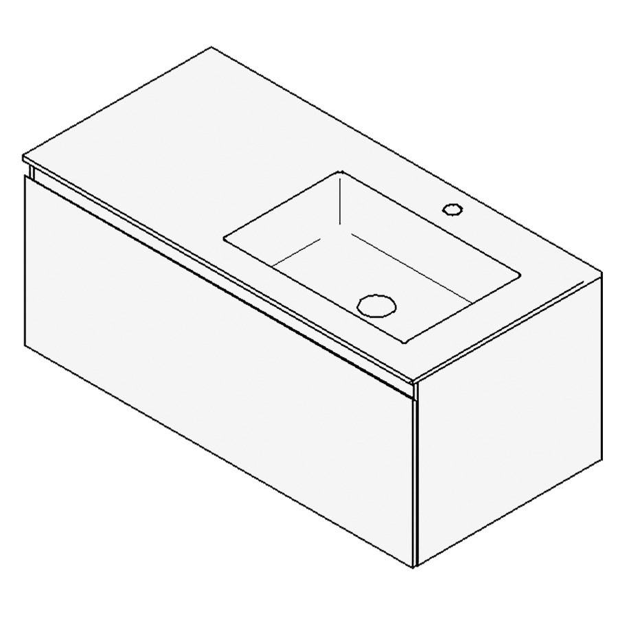 Combinaison de meuble GUFO
100,0 x 45,0 x 55,0 cm
recouvrement matériel minérale
avec élément inférieur
pour lavabo à encastrer Wave/
Corner II à droite
élément à 1 tiroir