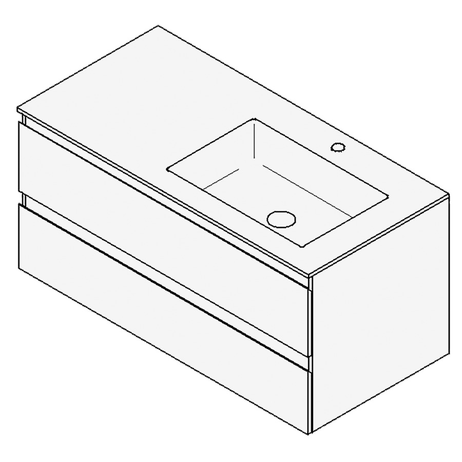 Combinaison de meuble GUFO
100,0 x 50,0 x 55,0 cm
recouvrement matériel minérale
avec élément inférieur
pour lavabo à encastrer Wave/
Corner II à droite
élément à 2 tiroirs