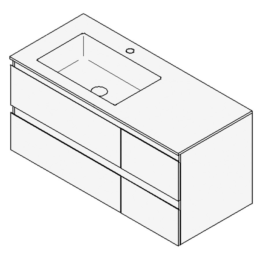 Combinaison de meuble GUFO
100,0 x 50,0 x 47,0 cm
recouvrement matériel minérale
avec élément inférieur
pour lavabo à encastrer Wave/
Corner I à gauche
2 éléments à chacun 2 tirois
(70/30)