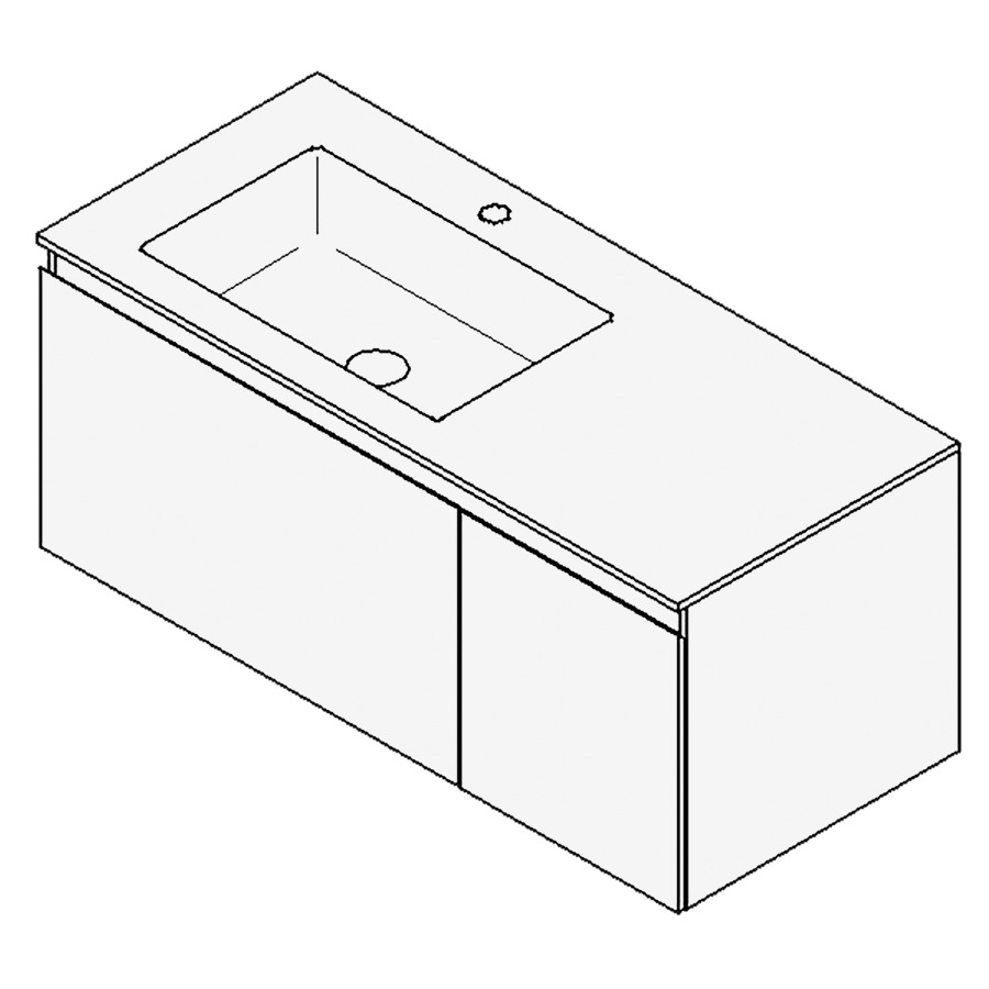 Combinaison de meuble GUFO
100,0 x 45,0 x 47,0 cm
recouvrement matériel minérale
avec élément inférieur
pour lavabo à encastrer Wave/
Corner I à gauche
2 éléments à chacun 1 tiroir
(70/30)