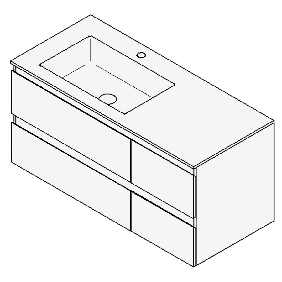 Combinaison de meuble GUFO
100,0 x 50,0 x 55,0 cm
recouvrement matériel minérale
avec élément inférieur
pour lavabo à encastrer Wave/
Corner II à gauche
2 éléments à chacun 2 tirois
(70/30)