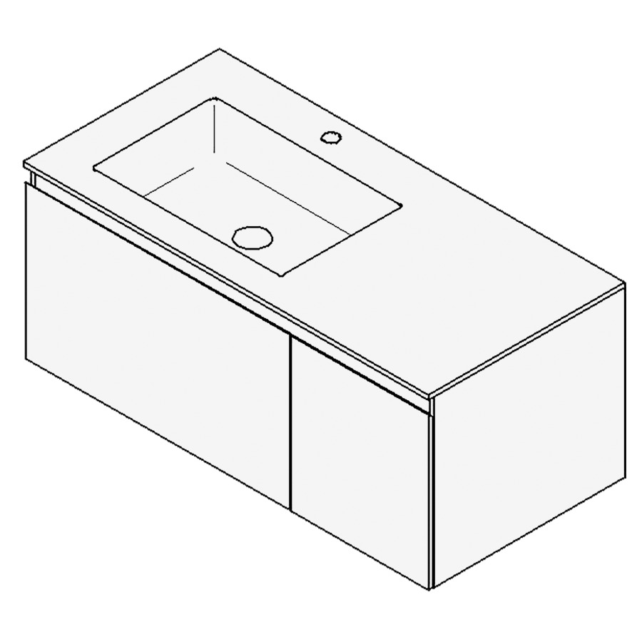 Combinaison de meuble GUFO
100,0 x 45,0 x 55,0 cm
recouvrement matériel minérale
avec élément inférieur
pour lavabo à encastrer Wave/
Corner II à gauche
2 éléments à chacun 1 tiroir
(70/30)