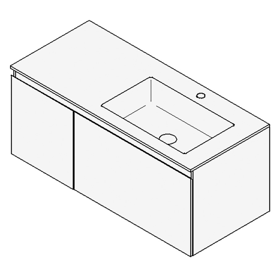Combinaison de meuble GUFO
100,0 x 45,0 x 47,0 cm
recouvrement matériel minérale
avec élément inférieur
pour lavabo à encastrer Wave/
Corner I à droite
2 éléments à chacun 1 tiroir
(30/70)
