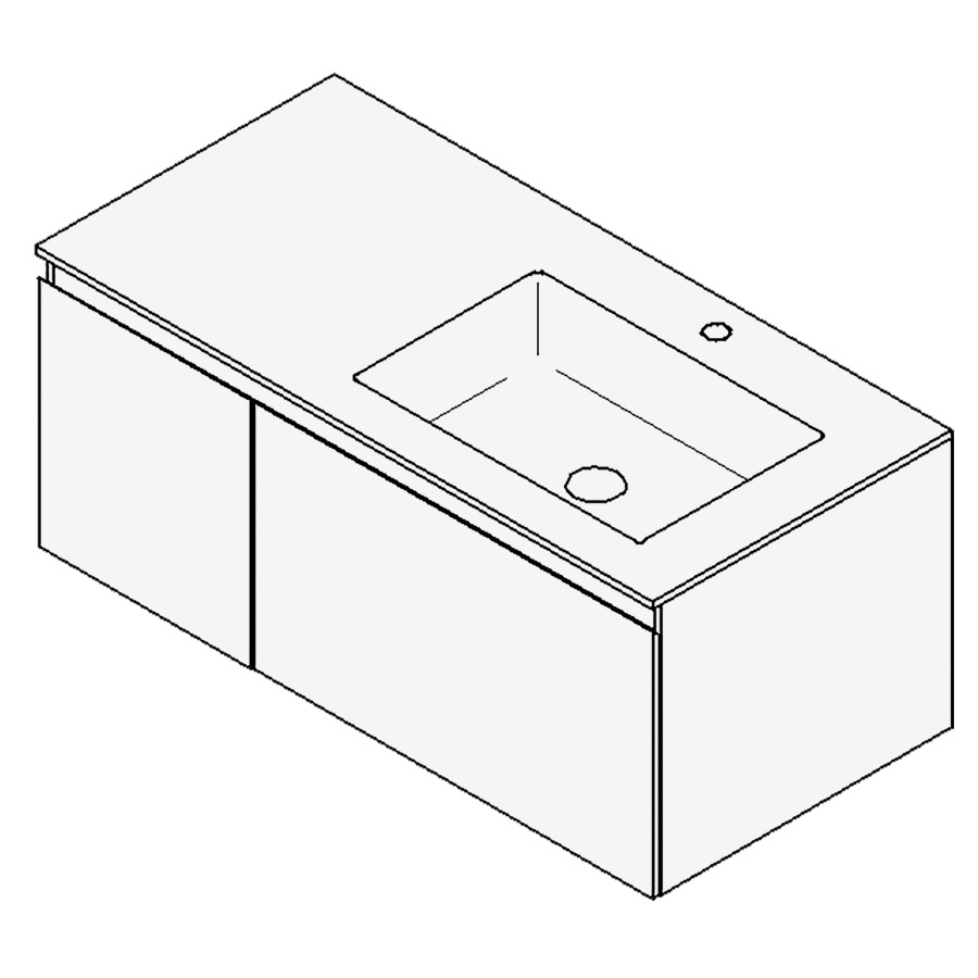 Combinaison de meuble GUFO
100,0 x 45,0 x 55,0 cm
recouvrement matériel minérale
avec élément inférieur
pour lavabo à encastrer Wave/
Corner II à droite
2 éléments à chacun 1 tiroir
(30/70)