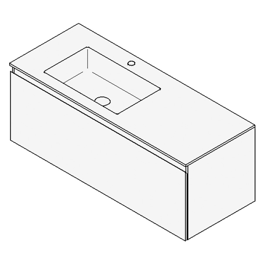 Combinaison de meuble GUFO
120,0 x 45,0 x 47,0 cm
recouvrement matériel minérale
avec élément inférieur
pour lavabo à encastrer Wave/
Corner I à gauche
élément à 1 tiroir