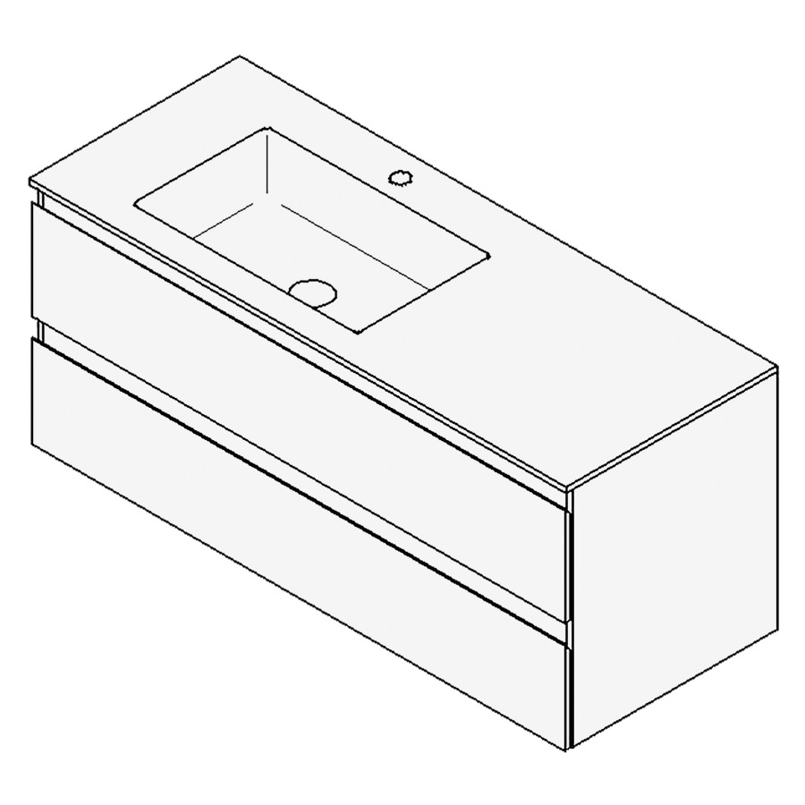 Combinaison de meuble GUFO
120,0 x 50,0 x 47,0 cm
recouvrement matériel minérale
avec élément inférieur
pour lavabo à encastrer Wave/
Corner I à gauche
élément à 2 tiroirs
