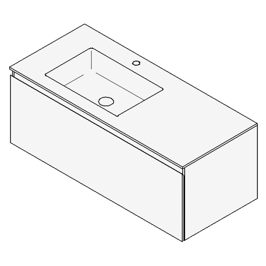 Combinaison de meuble GUFO
120,0 x 45,0 x 55,0 cm
recouvrement matériel minérale
avec élément inférieur
pour lavabo à encastrer Wave/
Corner II à gauche
élément à 1 tiroir