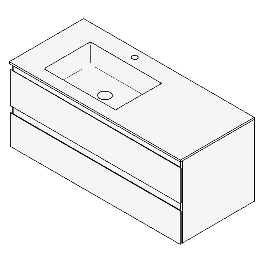 Combinaison de meuble GUFO
120,0 x 50,0 x 55,0 cm
recouvrement matériel minérale
avec élément inférieur
pour lavabo à encastrer Wave/
Corner II à gauche
élément à 2 tiroirs