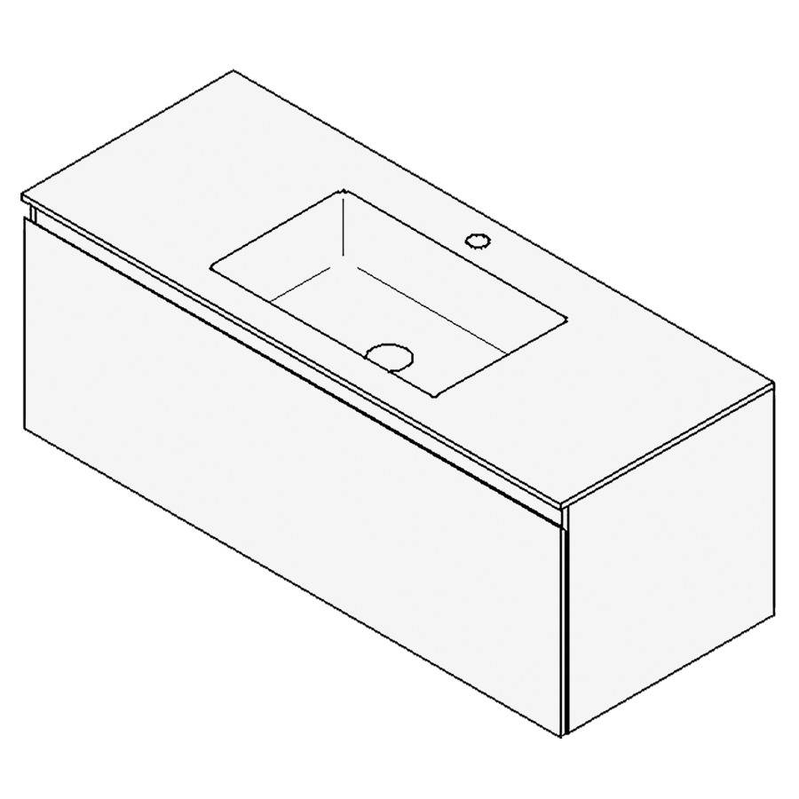 Combinaison de meuble GUFO
120,0 x 45,0 x 47,0 cm
recouvrement matériel minérale
avec élément inférieur
pour lavabo à encastrer Wave/
Corner I au millieu
élément à 1 tiroir