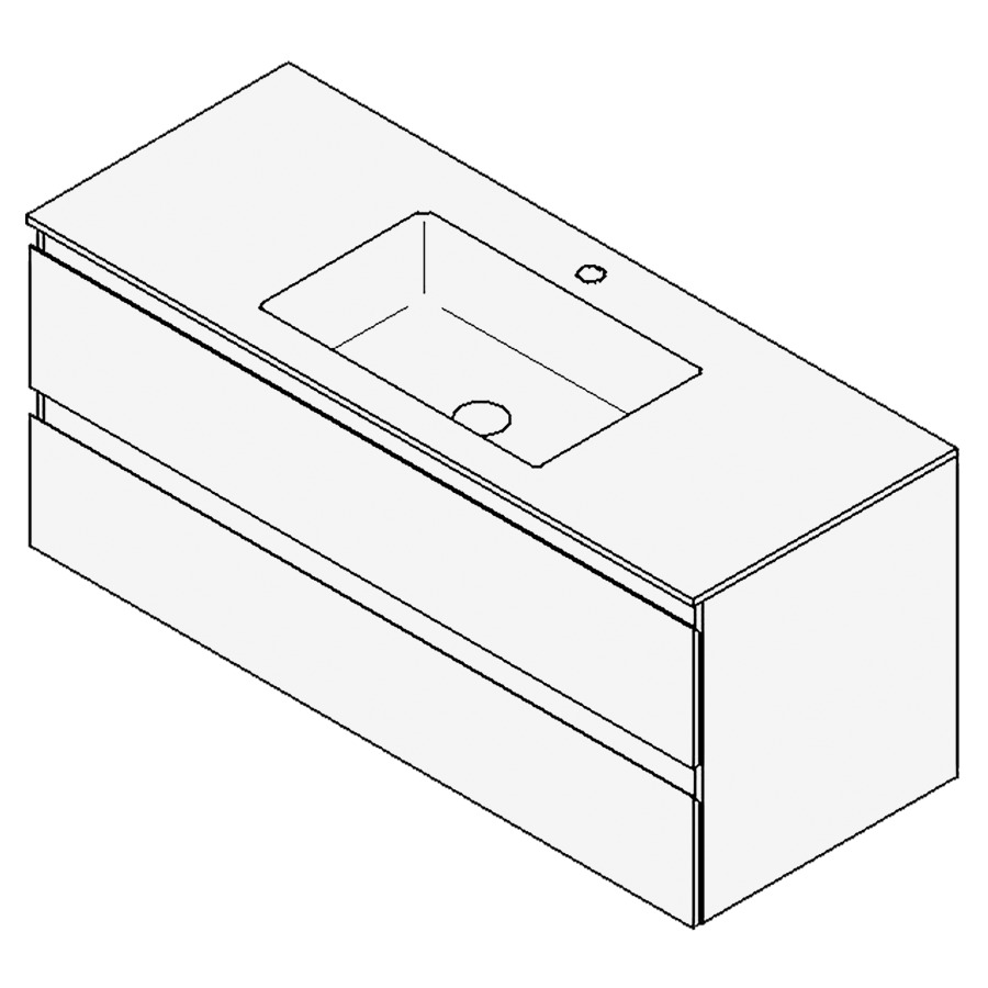 Combinaison de meuble GUFO
120,0 x 50,0 x 47,0 cm
recouvrement matériel minérale
avec élément inférieur
pour lavabo à encastrer Wave/
Corner I au millieu
élément à 2 tiroirs
