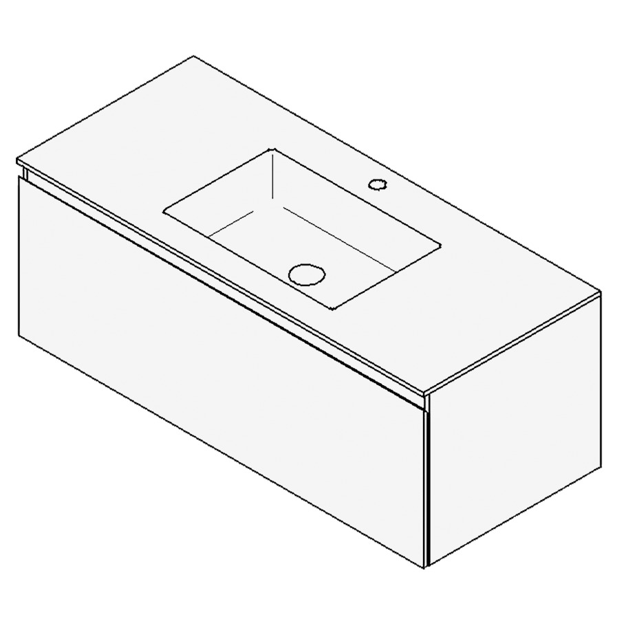Combinaison de meuble GUFO
120,0 x 45,0 x 55,0 cm
recouvrement matériel minérale
avec élément inférieur
pour lavabo à encastrer Wave/
Corner II au millieu
élément à 1 tiroir
