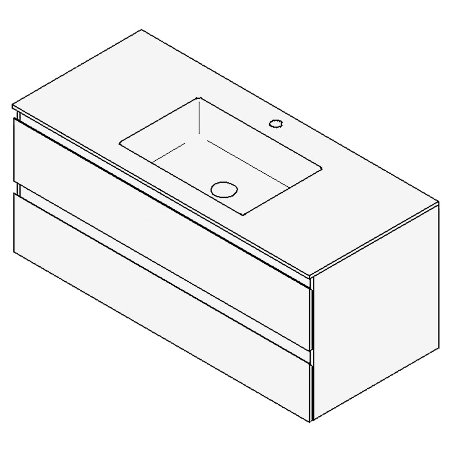 Combinaison de meuble GUFO
120,0 x 50,0 x 55,0 cm
recouvrement matériel minérale
avec élément inférieur
pour lavabo à encastrer Wave/
Corner II au millieu
élément à 2 tiroirs