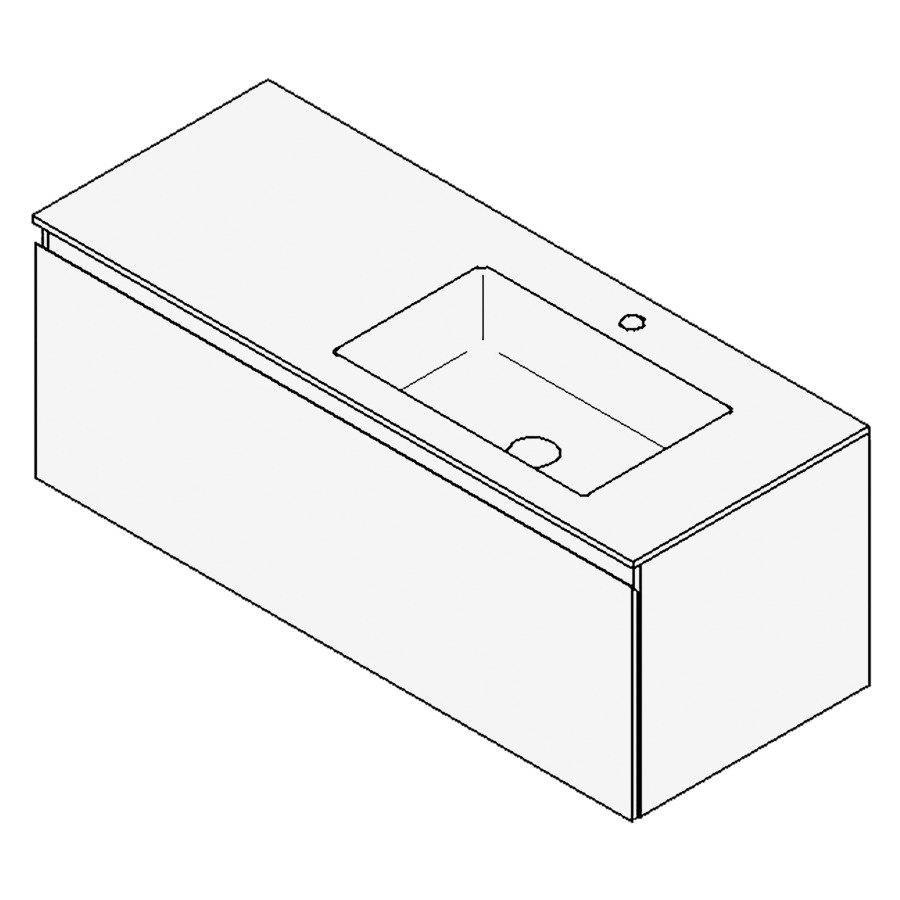 Combinaison de meuble GUFO
120,0 x 45,0 x 47,0 cm
recouvrement matériel minérale
avec élément inférieur
pour lavabo à encastrer Wave/
Corner I à droite
élément à 1 tiroir
