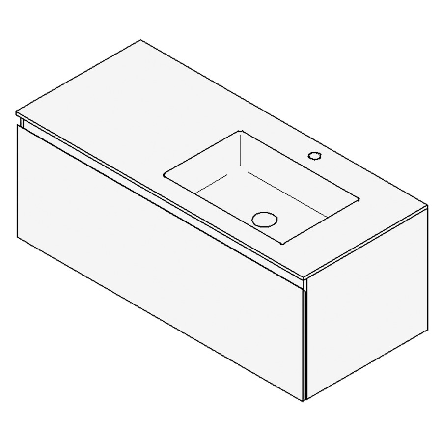 Combinaison de meuble GUFO
120,0 x 45,0 x 55,0 cm
recouvrement matériel minérale
avec élément inférieur
pour lavabo à encastrer Wave/
Corner II à droite
élément à 1 tiroir