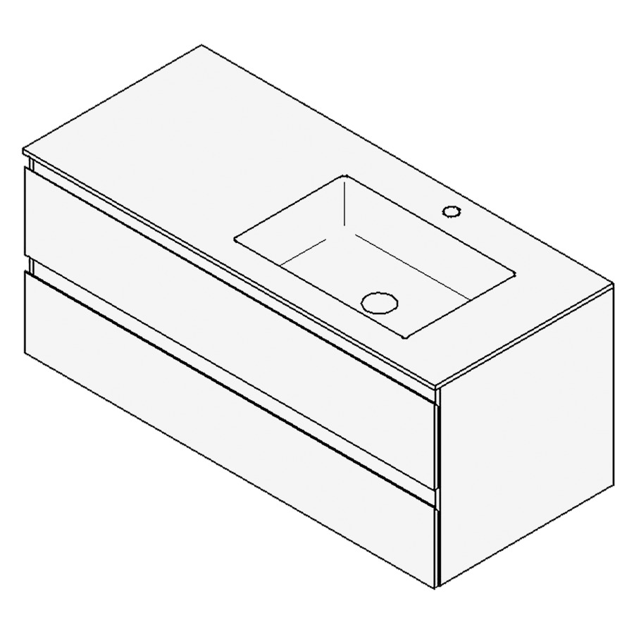 Combinaison de meuble GUFO
120,0 x 50,0 x 55,0 cm
recouvrement matériel minérale
avec élément inférieur
pour lavabo à encastrer Wave/
Corner II à droite
élément à 2 tiroirs