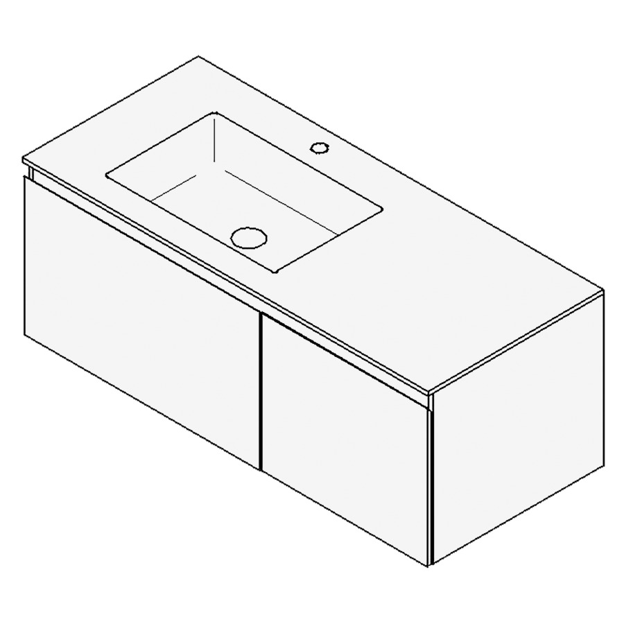Combinaison de meuble GUFO
120,0 x 45,0 x 55,0 cm
recouvrement matériel minérale
avec élément inférieur
pour lavabo à encastrer Wave/
Corner II à gauche
2 éléments à chacun 1 tiroir
(80/40)