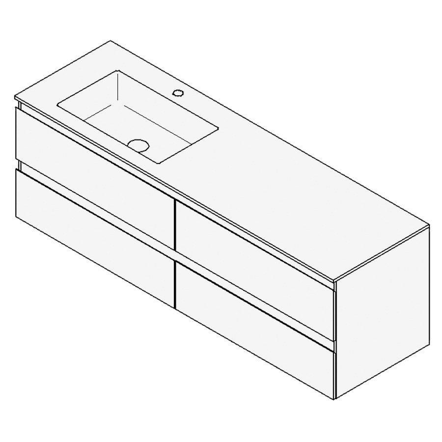 Combinaison de meuble GUFO
150,0 x 50,0 x 47,0 cm
recouvrement matériel minérale
avec élément inférieur
pour lavabo à encastrer Wave/
Corner I à gauche
2 éléments à chacun 2 tiroirs