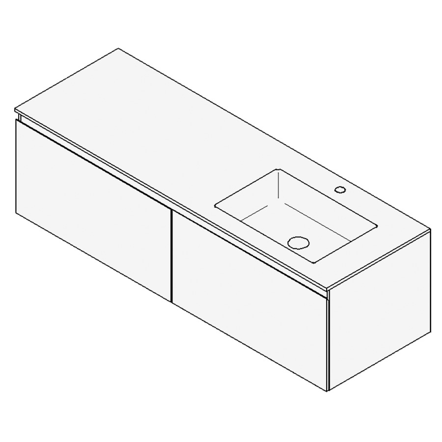 Combinaison de meuble GUFO
150,0 x 45,0 x 55,0 cm
recouvrement matériel minérale
avec élément inférieur
pour lavabo à encastrer Wave/
Corner II à droite
2 éléments à chacun 1 tiroir
