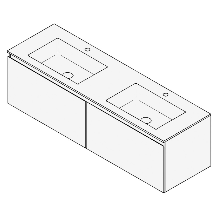 Combinaison de meuble GUFO
150,0 x 45,0 x 47,0 cm
recouvrement matériel minérale
avec élément inférieur
pour 2 lavabos à encastrer
Wave/Corner I
2 éléments à chacun 1 tiroir