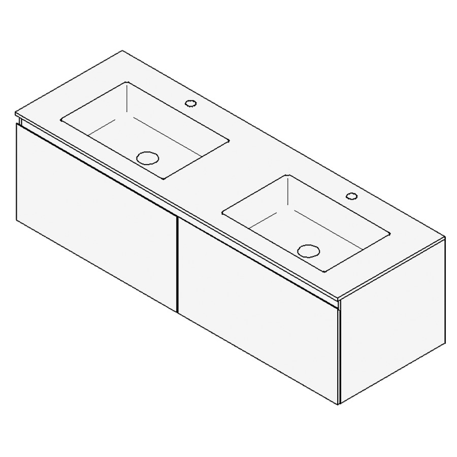 Combinaison de meuble GUFO
150,0 x 45,0 x 55,0 cm
recouvrement matériel minérale
avec élément inférieur
pour 2 lavabos à encastrer
Wave/Corner II
2 éléments à chacun 1 tiroir