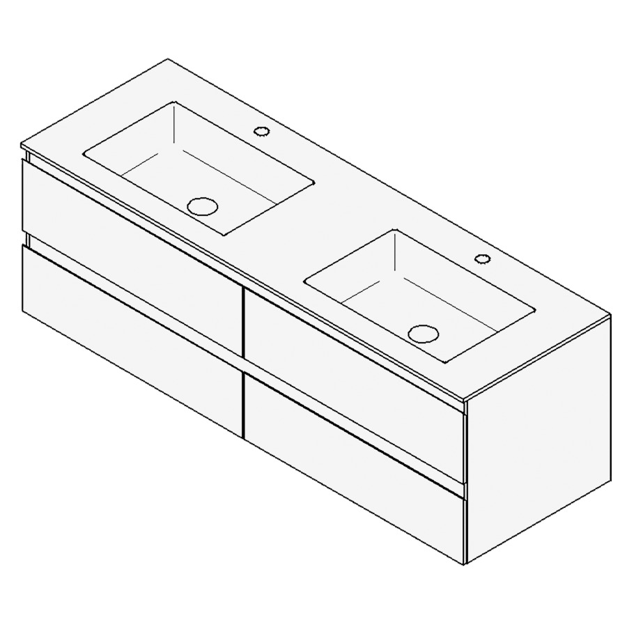 Combinaison de meuble GUFO
150,0 x 50,0 x 55,0 cm
recouvrement matériel minérale
avec élément inférieur
pour 2 lavabos à encastrer
Wave/Corner II
2 éléments à chacun 2 tiroirs