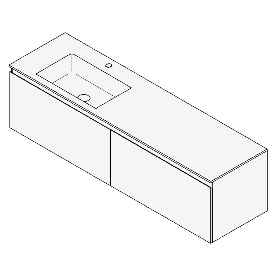 Combinaison de meuble GUFO
160,0 x 45,0 x 47,0 cm
recouvrement matériel minérale
avec élément inférieur
pour lavabo à encastrer Wave/
Corner I à gauche
2 éléments à chacun 1 tiroir