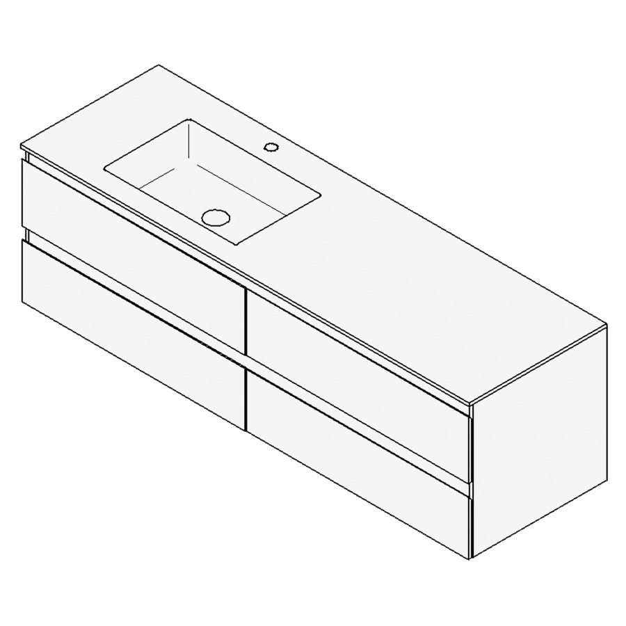 Combinaison de meuble GUFO
160,0 x 50,0 x 55,0 cm
recouvrement matériel minérale
avec élément inférieur
pour lavabo à encastrer Wave/
Corner II à gauche
2 éléments à chacun 2 tiroirs
